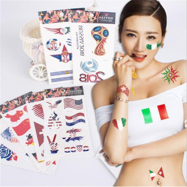 3D Arm Face 2018 Russia World Cup Flag Sticker Creative Custom Children's Waterproof Rub-on Transfer Temporary Body Tattoo Stickers