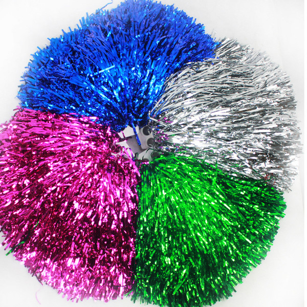 Game Pompoms 40g Cheerleader Pom Poms Cheerleading Hand Flowers with Plastic Hand Stick PVC Pompoms Supplies