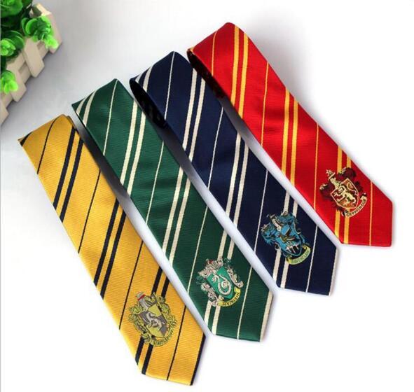 Harry Potter Ties Gryffindor Slytherin Badge Ties Ravenclaw Hufflepuff Necktie Hogwarts School Stripes Neckwear Costume Tie