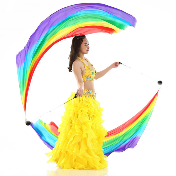 Real Silk Veil POI Streamer Gymnastics Thrown Balls Dancer Stage Performance Props Costume Accessory Poi Veil Stage Props