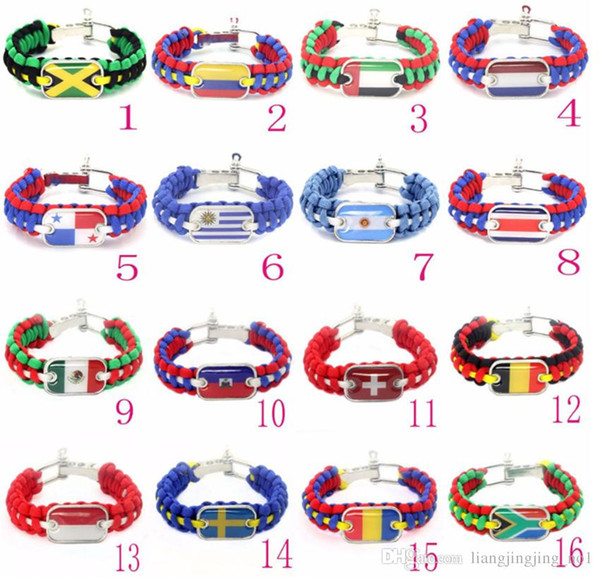 2018 Hot World Cup National Flag Bracelet Sports Wrist Strap Alloy Buckle Fans Supplies Commemorative Gift For Party Decorating 50pcs