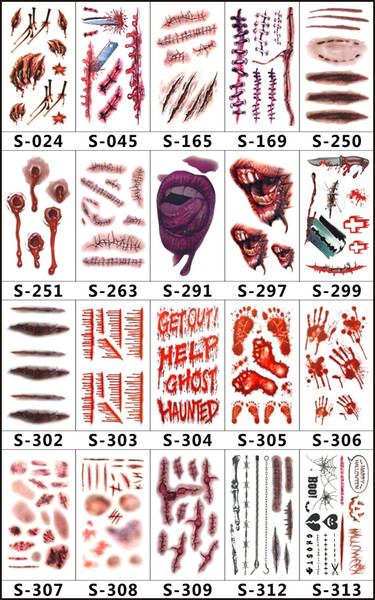 2018 HOT selling Scar tattoo paste wholesale Halloween tattoo stickers waterproof stickers non - toxic environmental protection