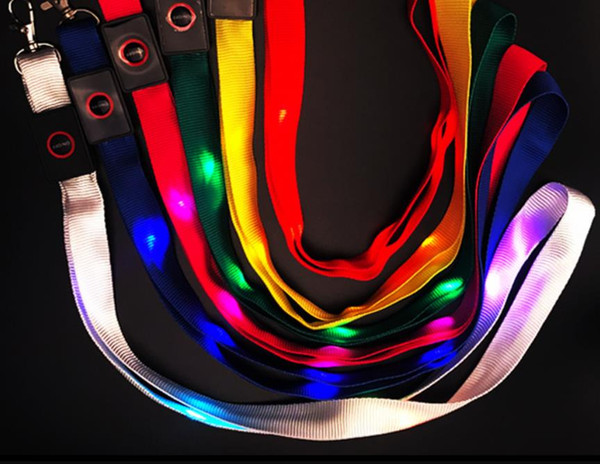 Creative led light lanyard TPU luminous ribbon certificate badge light lanyard night running outdoor warning light belt