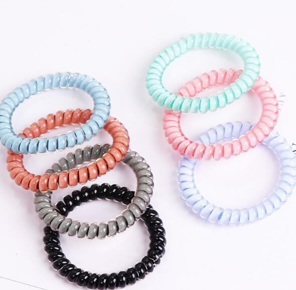 26colors Telephone Wire Cord Gum Hair Tie 6.5cm Girls Elastic Hair Band Ring Rope Candy Color Bracelet Stretchy Scrunchy