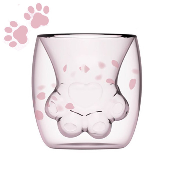 Cat Claw Cup Heat-resistant Double Wall Glass Cup Coffee Mug Handmade Creative Milk Mug Tea Whiskey Glass Cup MMA1499 100pcs