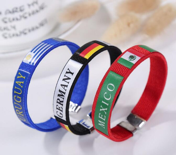 11 design Russia World Cup Flags Silicone Bracelet Hand Ring wrist strap World Cup Flags countries flag Bracelet Football Flag