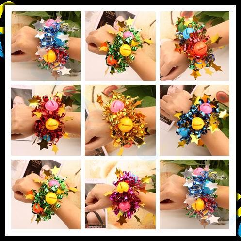 Kindergarten kid dance sequin hand flower adult bell wrist bracelet Children's Day Festival activity Sports meeting Performance props