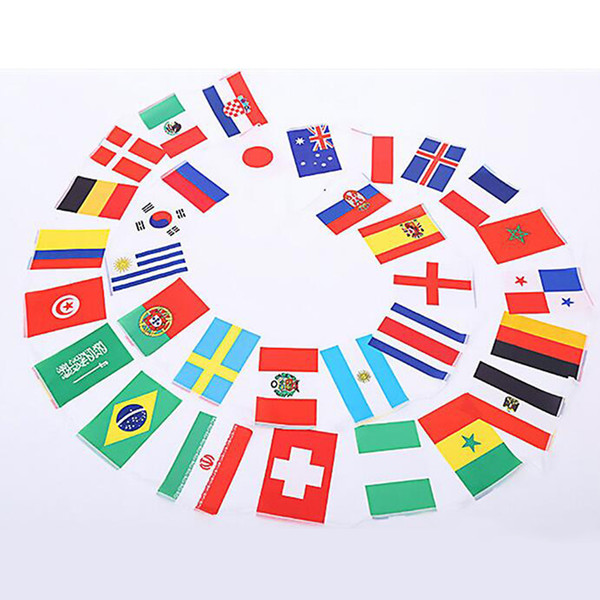 2018 Russia World Cup Football Match Flag 32pcs Banner Flag Team Flag Bar Club Decoration by niubility