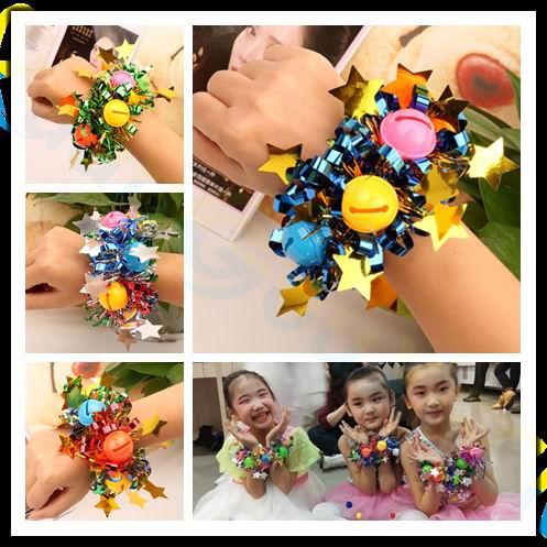 Kindergarten dance props Children's Day Festival activity Sports meeting dance kid adult Metal foil hand flower sequin wrist bell bracelet