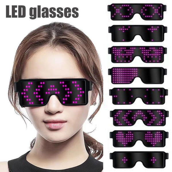 LED Sunglasses 8 Modes Quick Flash LED Display Screen Party Glasses USB Charge Glasses LED Eyeglasses Outdoor Eyewear CCA11699 10pcs