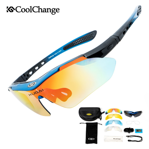 CoolChange Professional Polarized Cycling Glasses Bike Goggles Outdoor Sports Bicycle Sunglasses With 5 Lens Myopia Frame