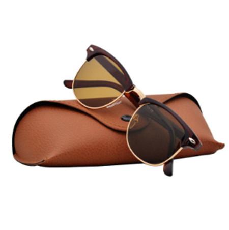 Brand design 2019 Hot sale half frame sunglasses women men Club Master Sun glasses outdoors driving glasses uv400 Eyewear whit brown case