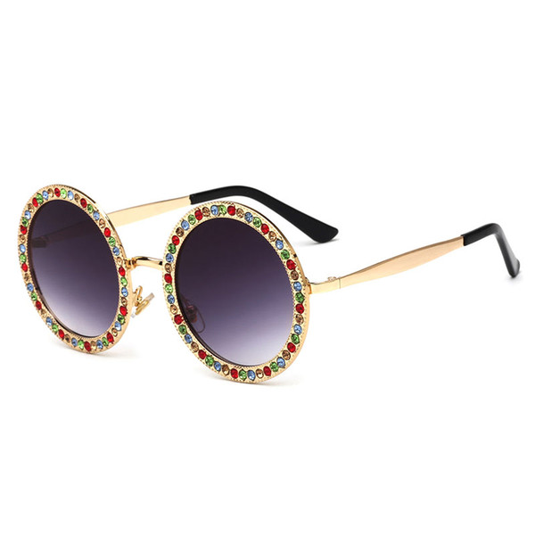 Fashion Luxury Sunglasses Women Round Crystal Sunglasses Brand Designer Luxury Rhinestone Sun Glasses High Quality Shades Oculos