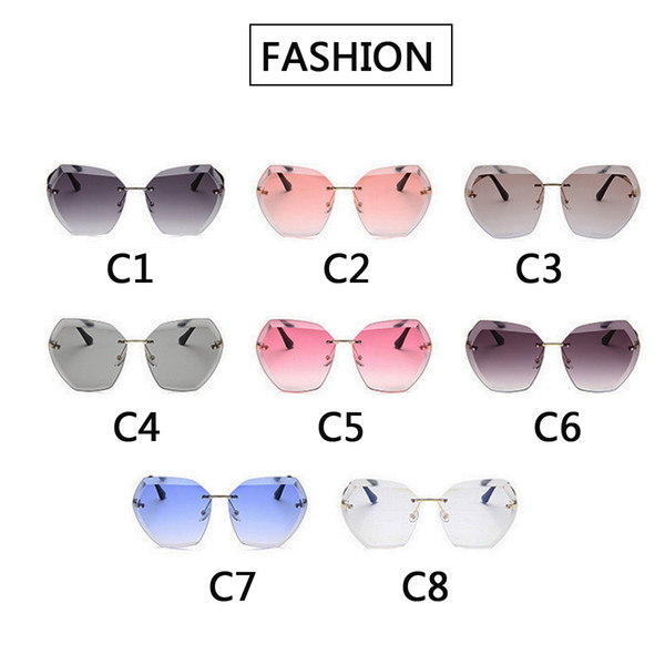 Luxury Vintage Rimless Sunglasses Women Brand Designer Oversized Retro Female Sunglass Sun Glasses For Women Lady Sunglass 1801014