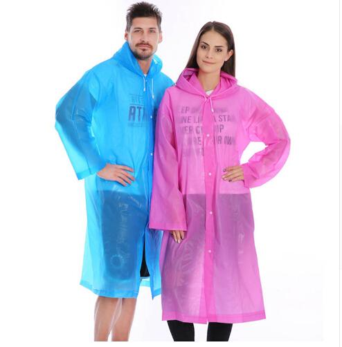 1 Pc Wholesale Portable Outdoor Tour Raincoat Reusable Semitransparent Long Universal Raincoats EVA Adult Waterproof Rainwear