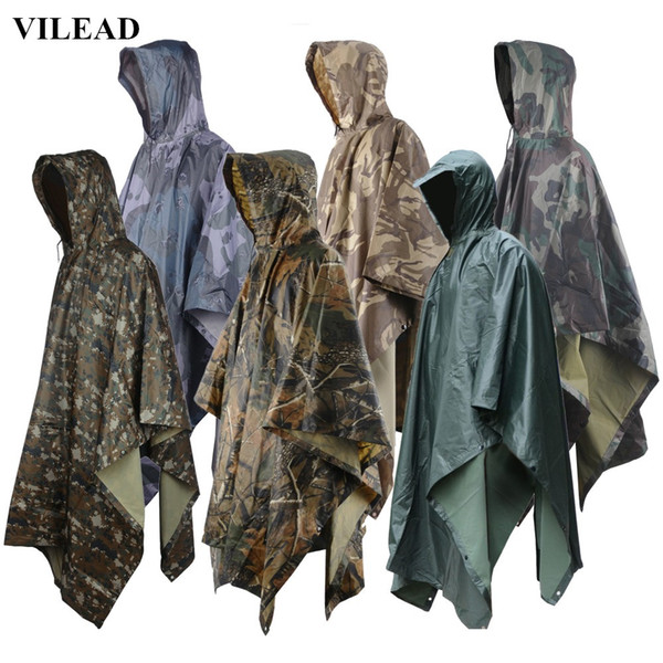 Multifunctional Outdoor Impermeable Camo Raincoat Waterproof Cover Rain Coat Men Women Camping Fishing Motorcycle Rain Poncho Rainwear