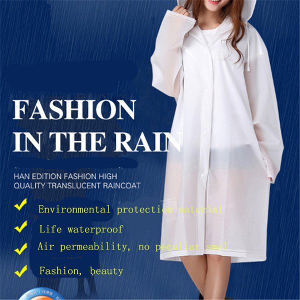 Rain outdoor adult raincoat, men fashion translucent, frosted, thickening EVA raincoat, female, light, fashionable, environmental protection