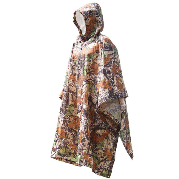 Outdoor Camouflage Triple Raincoat Jungle March Multifunctional Poncho Moisture Canopy Camping Picnic Mat Rain Wear for Sale