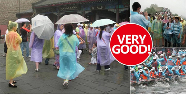 free DHL wholesale One-time fashion outdoor PE raincoat poncho Rain Wear Ultra-thin transparent easy to carry Disposable Travel Rain Coat