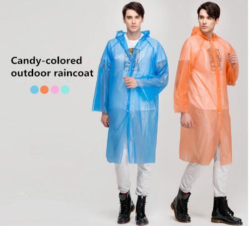 Outdoor Environmental protection PEVA waterproof and thickening Men's and women's raincoats portable folding raincoat Four color optional