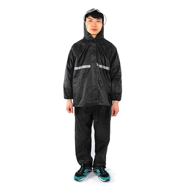 Men And Women Fission Rain Suit Black Motorcycle Raincoat Conjoined Raincoat Overalls Outdoor Sports Hidden-Rainhat Rain Coat #220023