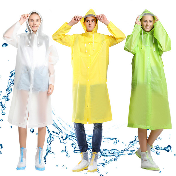 Hot sell 2017 single men and women fashion translucent plastic security environment outdoor travel waterproof raincoat and cover the knee le