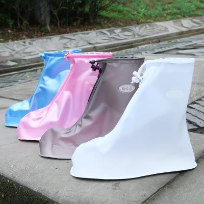 Waterproof PVC Reusable Rain Shoe Covers Anti-Slip Printed RainShoe Zipper Rain Boot Overshoes Waterproof Wear Resistant Shoes Cover H212