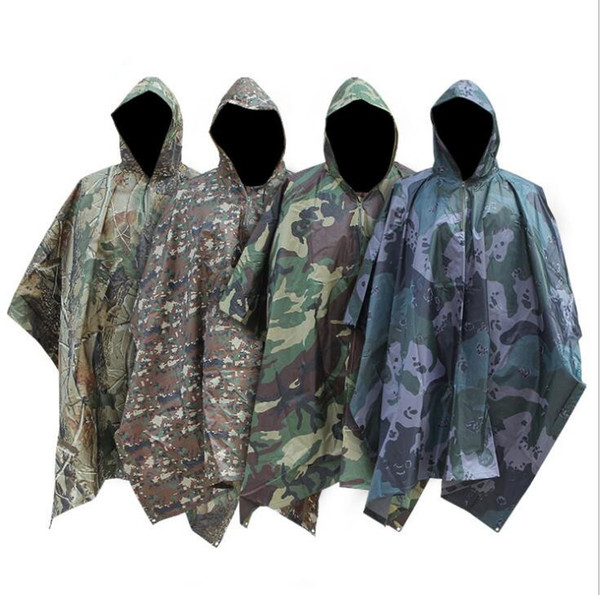 Outdoor Rain Wear Mountaineering Multifunctional Trinity Camouflage Raincoat Cloak Polyester Raincoat Outdoor Accs 100cm*140cm YY02