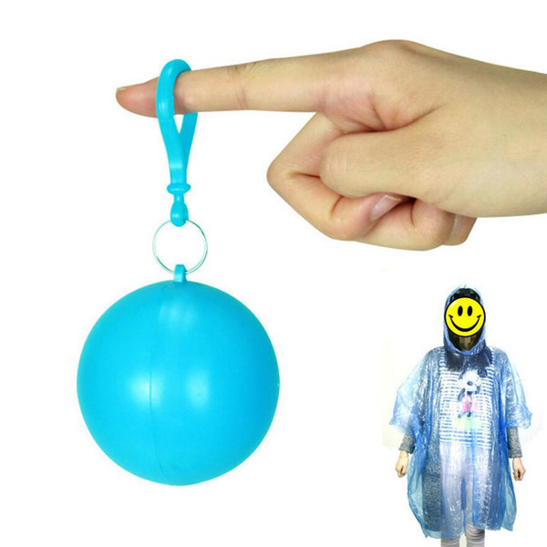 Outdoor portable raincoats ball disposable raincoats camping fishing travel emergency poncho key chain rain wear balls for sale