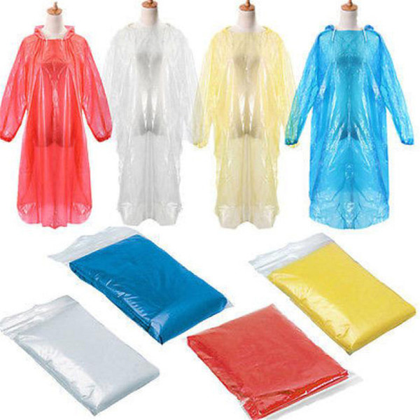 DHL Free shipping cheap Disposable Raincoat Adult Emergency Waterproof Hood Poncho Travel Camping Must Rain Coat Unisex