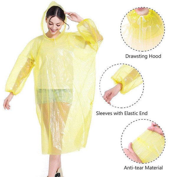 Useful Disposable Rain Cover Set Outdoor Thickened Disposable Raincoat Set(Raincoat*1+Rain Pants*1+Shoe Cover*1) For Travel Camping Hiking