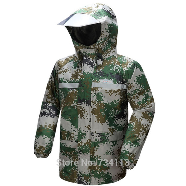 Army style raincoat Camouflage high quality outdoor work raincoat Motorcycle with cap rain gear heavy rain coats big4XL #220073