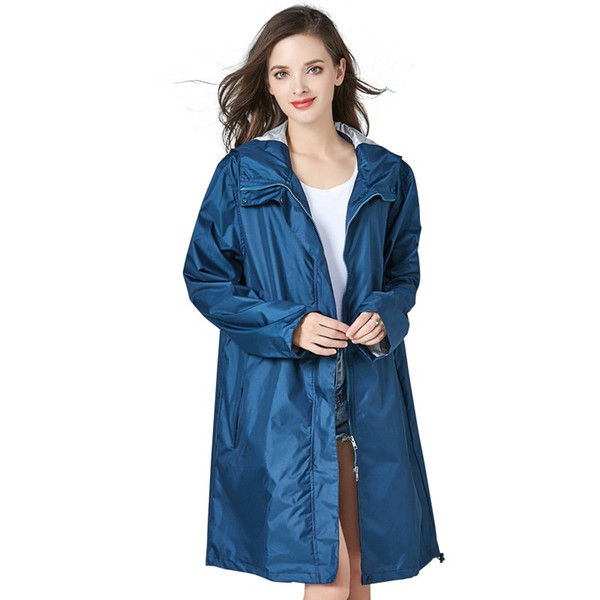 Women Raincoat Blue Hooded Poncho Waterproof Reusable Hooded Rain Coat Men Black Rain Clothes Covers Impermeable Rainwears #220026