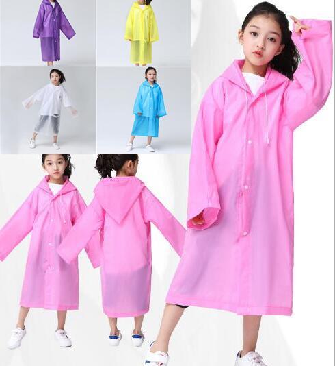 EVA Outdoor Rain Wear Kids Travel Translucent Children's Raincoat Not Disposable Kids Hooded Convenient Outdoor Rain Wear