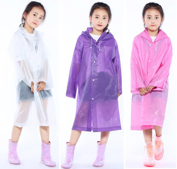 Kids Hooded Transparent Jacket Raincoats Rain Coat Poncho Raincoat Cover Long Girl Boy Rainwear 5 Colors