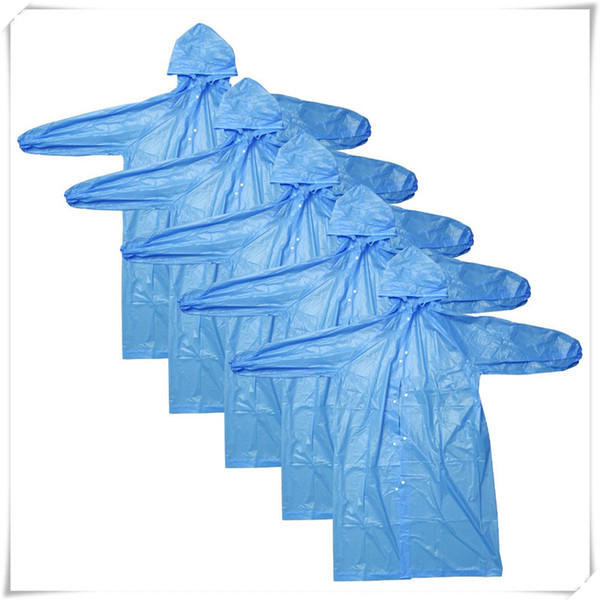 Outdoors 5pcs/Lot Disposable New Style Raincoats With Sleeves And Hood One Size Fits All Lightweight outdoor Rain Wear