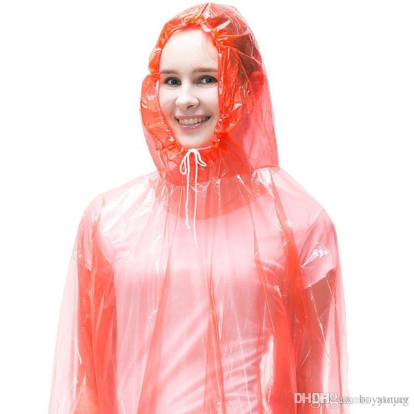 PE Disposable Rain Cover Outdoor Tourist Raincoat For Travel Tour Camping Hiking Rain Cover Head Of Disposable Raincoat Free Size Red/Blue