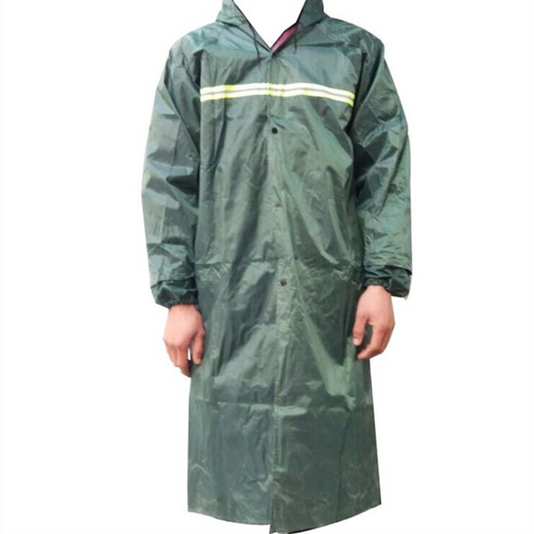 1 Pc Rubber Thicken Oxford Canvas Adult Raincoat Reflective Strips Waterproof Hooded Mackintosh Rainwear for Rain Day #220024