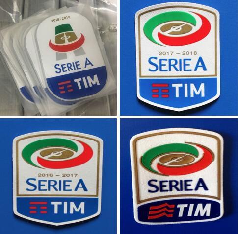 Serie A 2016 2017 2018 2019 soccer stickers silicone printing football badges good quality flocking sleeve soccer patches rubber retro badge