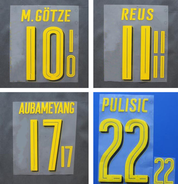 2017 2018 Dortmund away yellow printing soccer namesets REUS M.GOTZE soccer player's stamping numbering hot printed plastic football sticker