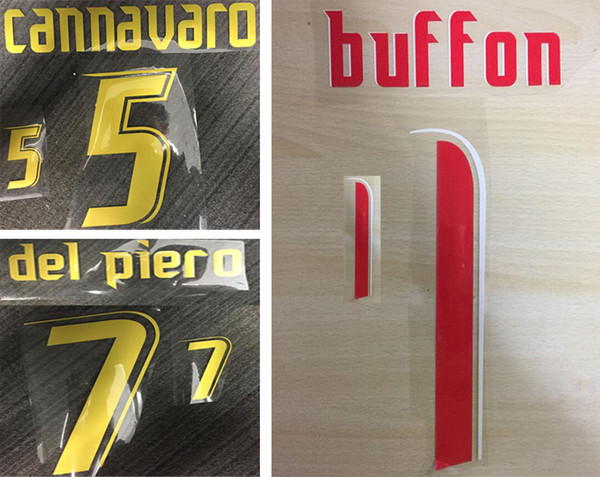 2006 Itaia printing retro nameset BUFFON DEL PIERO Italy soccer player's stamping football stickers printed letters impressed vintage badges