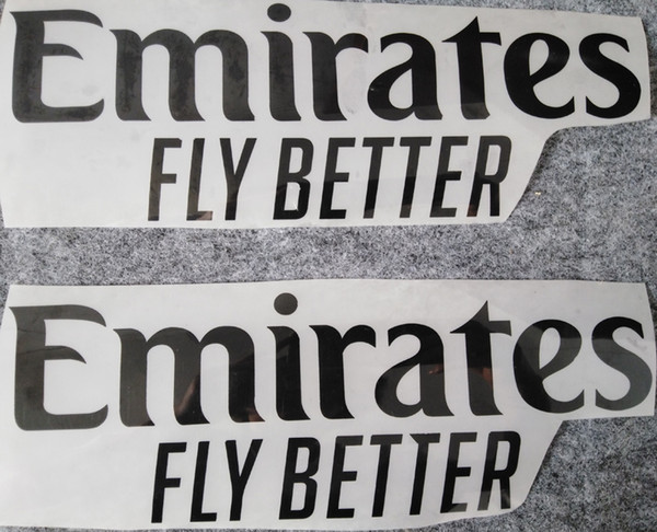 EMIRATES FLY BETTER stamping front sponsor logos stickers printing armlets football badges printed armband black impressed soccer patches