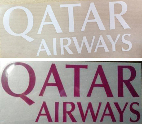 Hot stamping QATAR AIRWAYS front sponsor logo pink stickers printing armlets football badges printed armband white impressed soccer patches