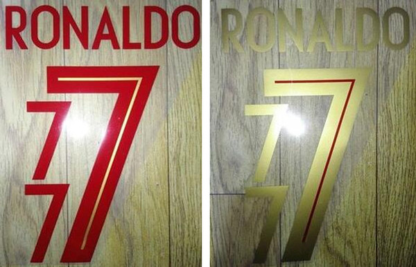 2018 2019 Portugal stamping home soccer nameset #7 RONALDO soccer player away printing numbering sticker football hot impressed letters font