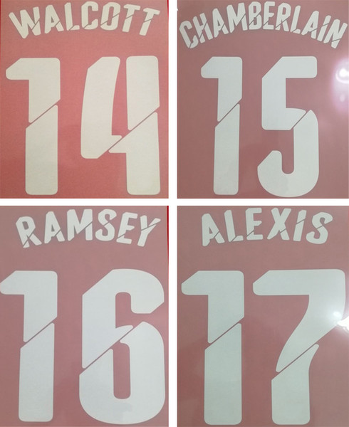 2014 2015 soccer club home white retro namesets RAMSEY ALEXIS WALCOTT soccer player's stamping lettering football stickers printed letters