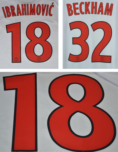 2012 2013 PAR away red printing soccer namesets IBRAHIMOVIC BECKHAM soccer player's stamping numbers PARIS printed plastic football stickers