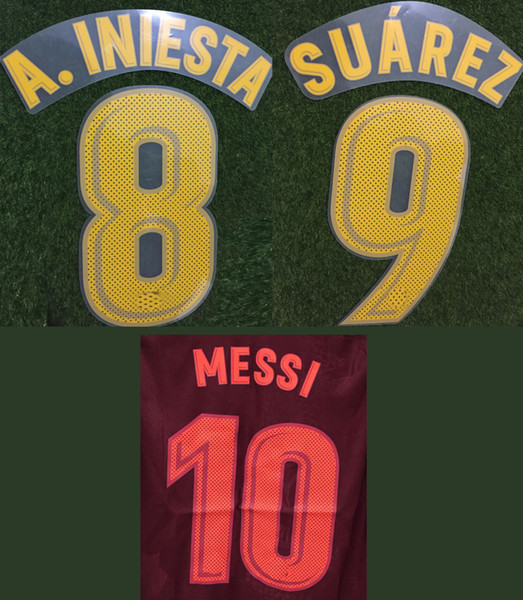 2017-2018 Player Version Messi Suarez Nameset Printing Paulinho Sergio O.DEMBELE Home and Away 3rd Flocking