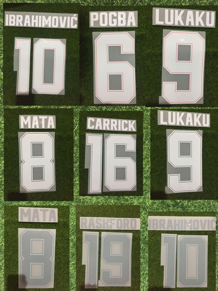 2017-2018 UCL POGBA Nameset Ibrahimovic Rashford Young Carrick de Gea mata LUKAKU Printing Sustainable Wash Flocking