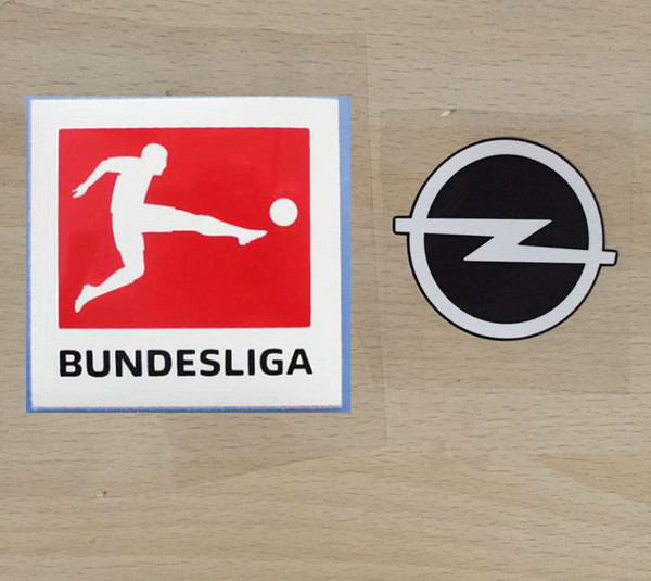 One Pairs 1718 BUNDESLIGA Patch and Sponsor Patch PU material Badge Heat Transfer Soccer Patch Free Shipping