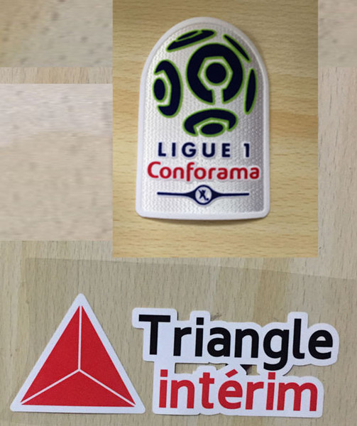 2018 Ligue 1 Patch and triangle interim Sponsor Badge Heat Transfer Soccer Patch Badge